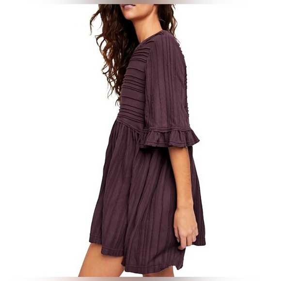 Free People Take A Spin Babydoll Tunic Dress Black Honey Size Medium - Picture 3 of 11